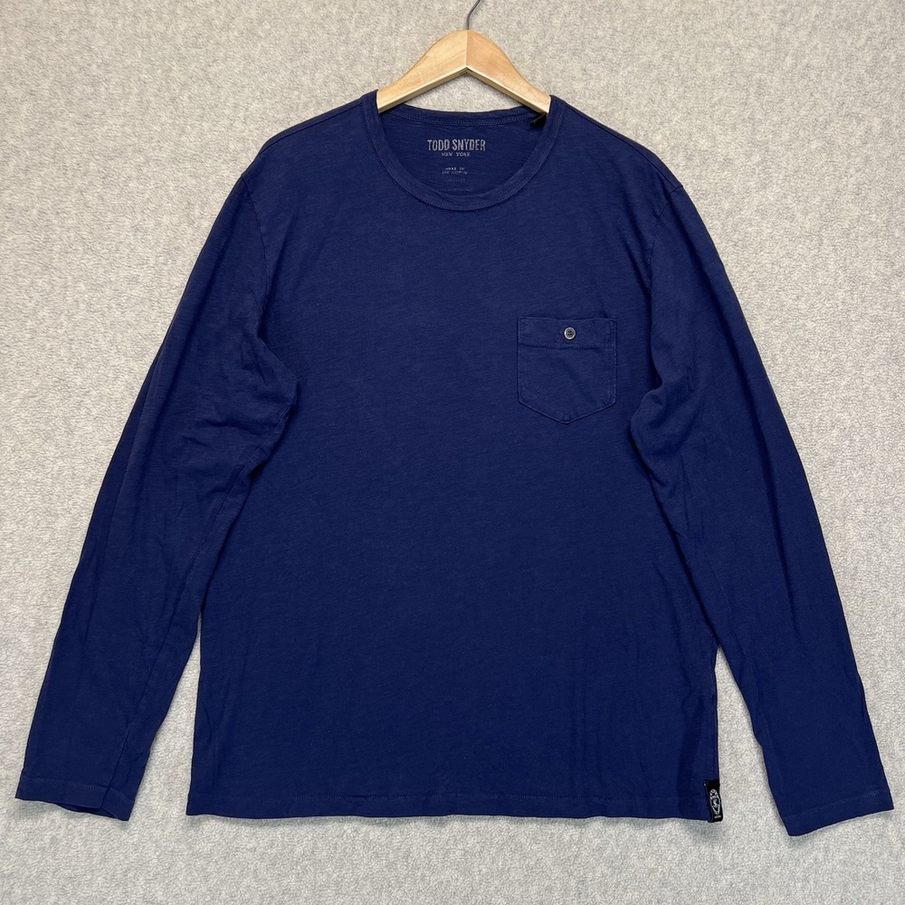 Todd Snyder Made in USA Men's Long Sleeve Pocket T Shirt Navy‎ Blue XL Cotton